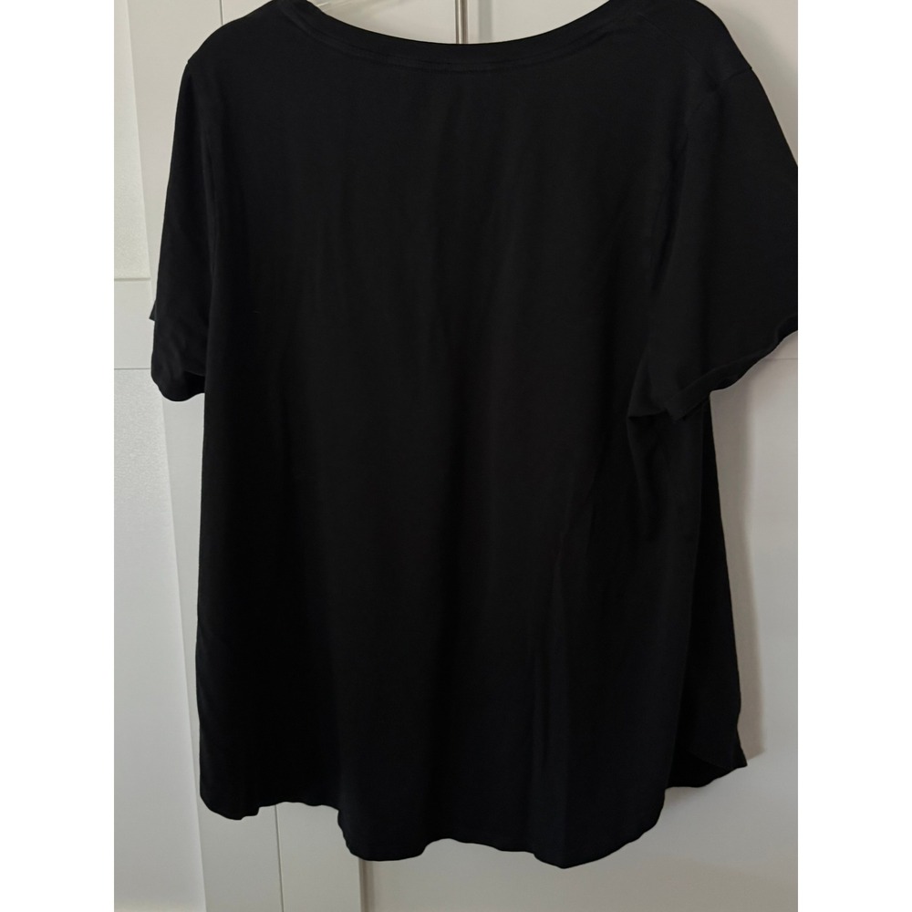 Ava & Viv Womens 1X Black Scoop Neck Short Sleeve Cotton Modal Stretch Tee Shirt - Picture 7 of 8